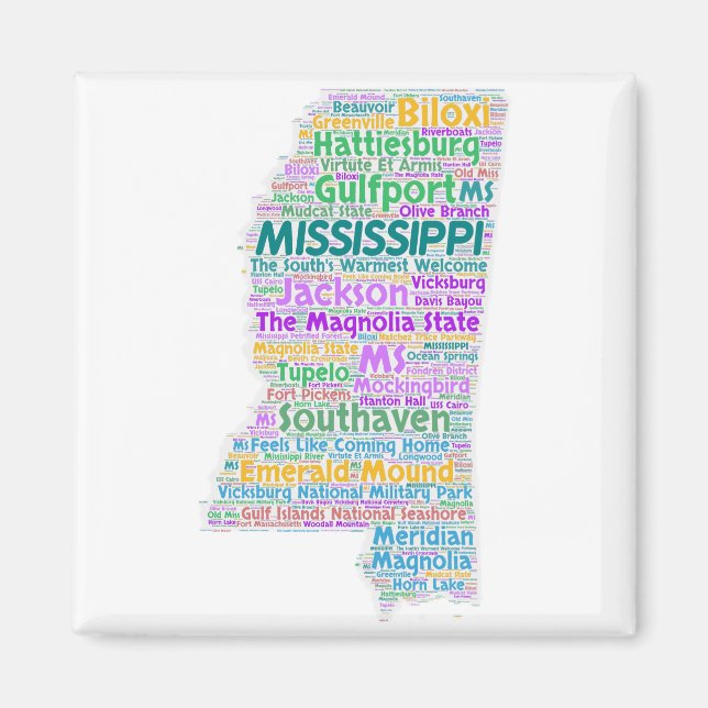 Imán Mississippi Word Cloud (Frente)
