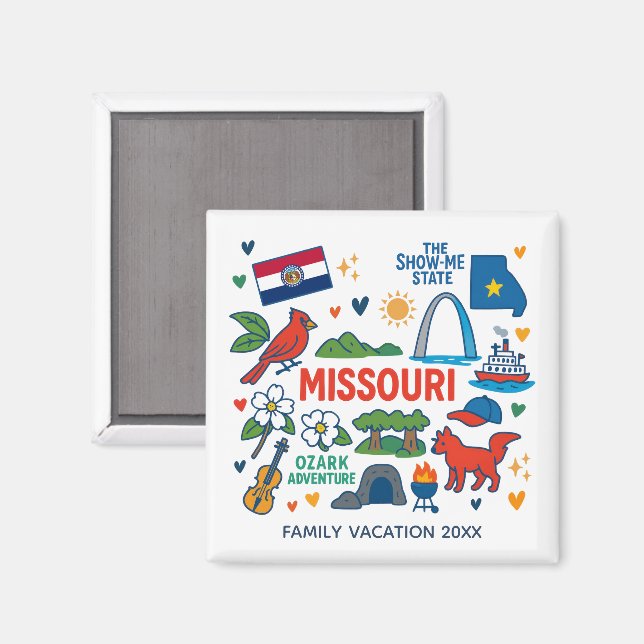 Imán Missouri Family Trip Keepsake Personalized (Anverso/Reverso)