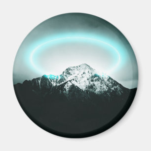 Imán Misteriosa luz de neón azul de montaña nevada