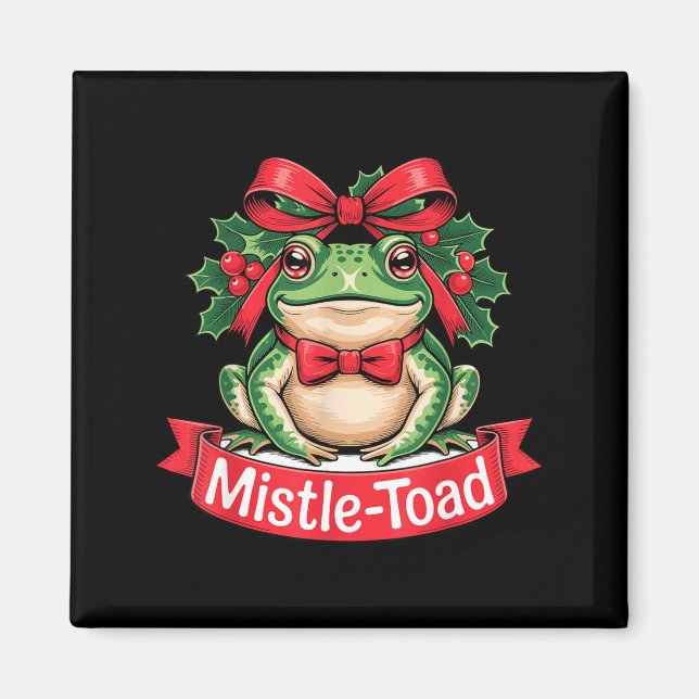 Imán Mistle-toad Funny Christmas Toad Pun  (Frente)