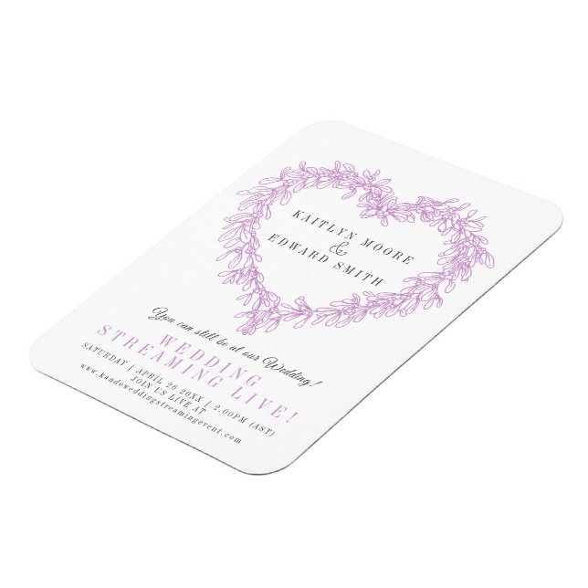 Imán Mistletoe boda de invierno torrente morado blanco  (Lado Izquierdo)