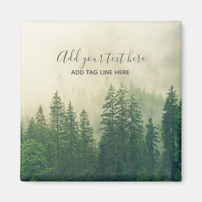 Imán Misty Pine Forest Trees Personalizado Keepsake (Frente)
