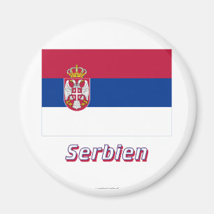 Imán Mit Namen de Serbien Flagge