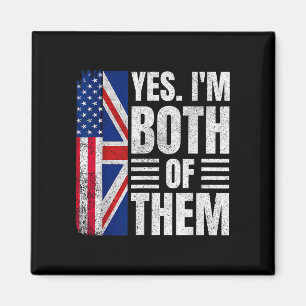 Imán Mitad americano mitad británico bandera de EE. UU.