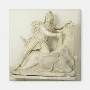Imán Mithras que sacrifica la Bull, alivio de mármol,