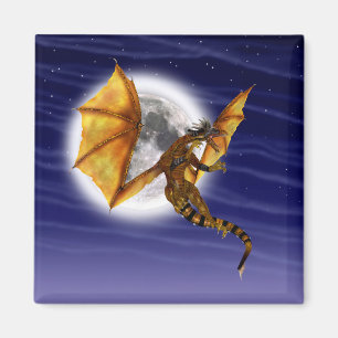 Imán Mito del Dragón Dorado Criatura de Fantasía Cielo