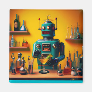 Imán Mixólogo de Robot Futurista Retro ROBIA 12J2