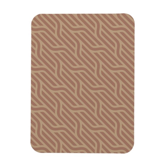 Imán Mocha Mousse Brown Buffed Beige Wavy Line Patrón (Vertical)