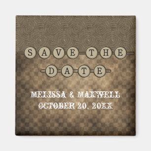 Imán Mocha Steampunk Keys Save the Date Magnet