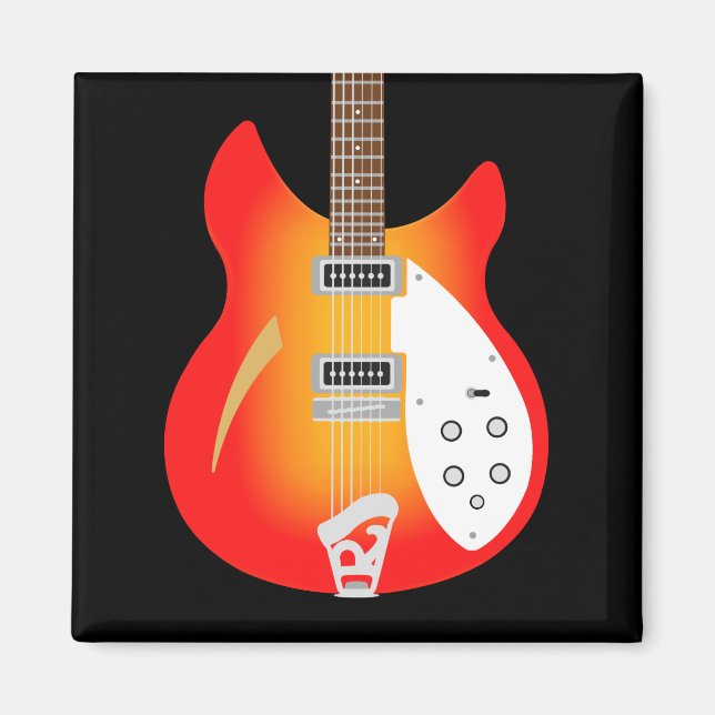 Imán Mod Brit Pop Art Ricky nevera de guitarra (Frente)