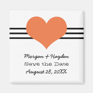 Imán Mod Heart Save the Date Magnet, Naranja