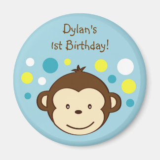 Imán Mod Monkey Polka Dots Birthday Favor Magnets