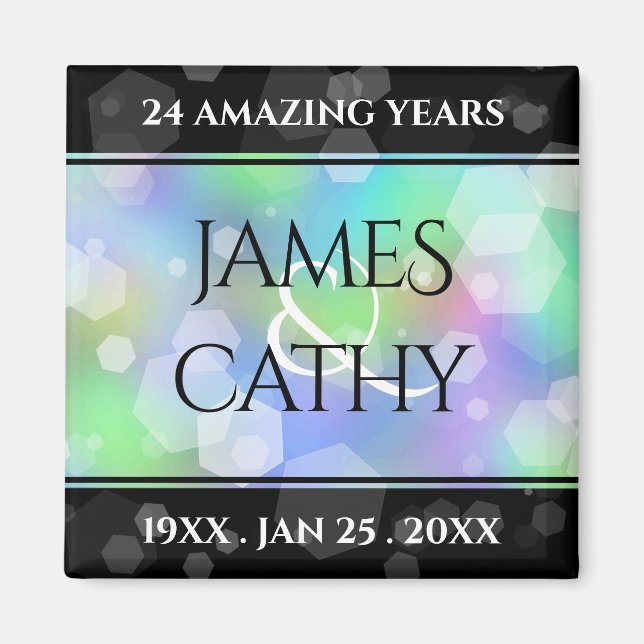 Imán Moda 14° 24° 34° 43° Aniversario Ópalo Boda (Frente)