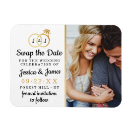 Imán Moda Anillos Boda Monograma Guardar O Intercambiar