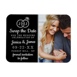 Imán Moda Anillos Boda Monograma Guardar O Intercambiar