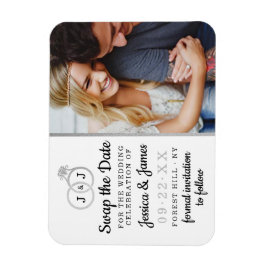 Imán Moda Anillos Boda Monograma Guardar O Intercambiar