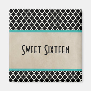 Imán Moda Aqua Quatrefoil Sweet 16 Magnet