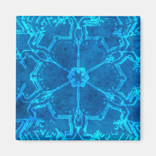 Imán Moda Azul Resumen Snowflake Flower Magnet