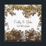 Imán Moda Boda floral marrón marrón vintage<br><div class="desc">Moda Diseño de Boda floral marrón marrón vintage</div>