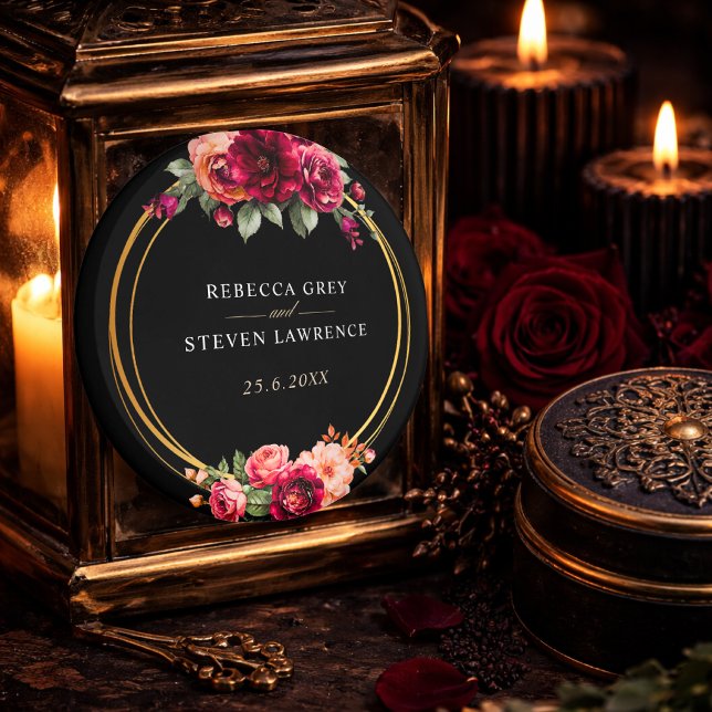 Imán Moda boda floral negro rojo (Subido por el creador)