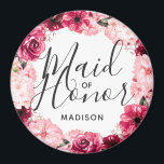 Imán Moda Borgoña y doncella de flores rosadas de honor<br><div class="desc">Moda Borgoña Verde y Rubor Color de agua rosa Floral Boda de flores Monograma verano o primavera Flores con color de agua verde, fuentes modernas y escritura, y elegante diseño floral. ¡Boda de moda y Moda Maid of Honor Magnet! ~ Revisa mi tienda para ver toda la suite boda para...</div>