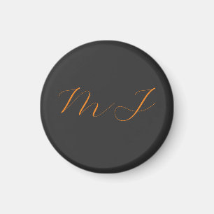 Imán Moda caligrafía naranja gris monograma nombre inic