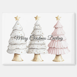 Imán Moda Casa Blanca Mint Árboles de Navidad rosados