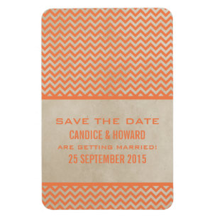 Imán Moda Chevron Save the Date Magnet, Naranja