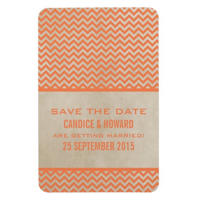 Imán Moda Chevron Save the Date Magnet, Naranja (Vertical)