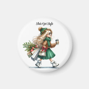 Imán Moda Chic Rubia Estilosa Personalizada 