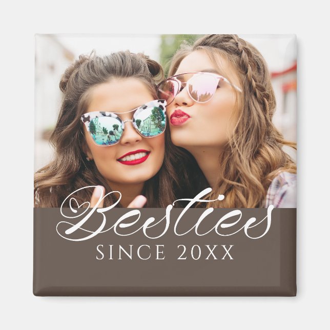 Imán moda fotográfica "Besties Since" Personalizado (Frente)