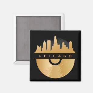 Imán Moda Golden Vinyl del Skyline de Chicago Illinois
