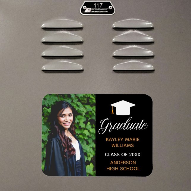 Imán Moda Graduación Foto Invitación Oro Negro 2025 (Subido por el creador)