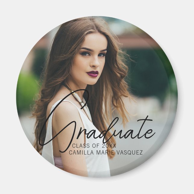 Imán Moda Graduación Foto Sobreposición manuscrita del  (Frente)