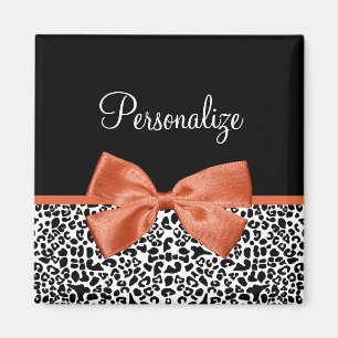 Imán Moda Leopard Imprimir Naranja Quemado con nombre