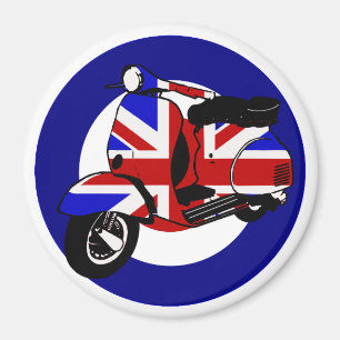 Imán Moda mod scooter británico en el blanco