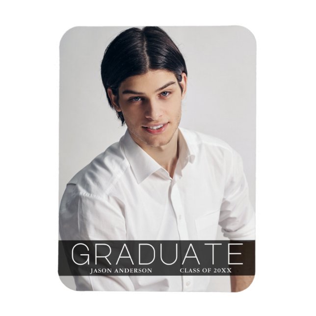 Imán Moda moderna 1 Invitación de foto graduada (Vertical)