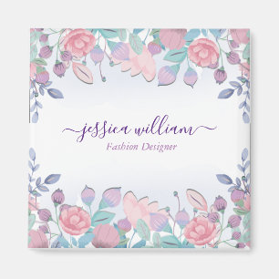 Imán Moda moderna acuarela Hidrangeas azules Floral