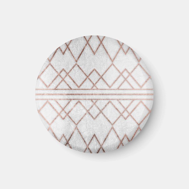 Imán Moda Moderno Faux Rosa Gold Triángulos Geométricos (Frente)