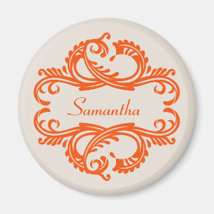 Imán Moda naranja Damask Magnet