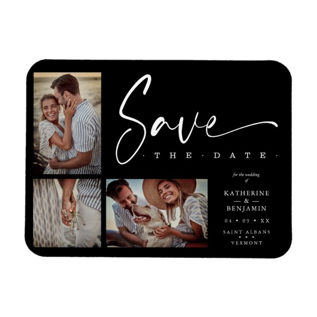 Imán Moda Negra Boda de moda Covid19 3 Fotos (Horizontal)