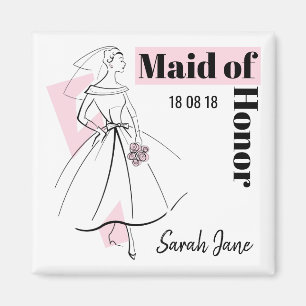 Imán Moda Novia Pink Maid of Honor Date Square