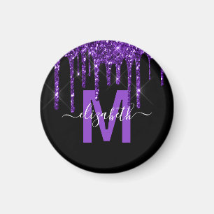 Imán Moda Purpurina Purple Drin Pincel Monograma Metali