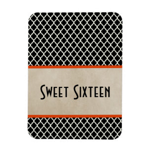 Imán Moda Quatrefoil Sweet 16 Magnet, Naranja