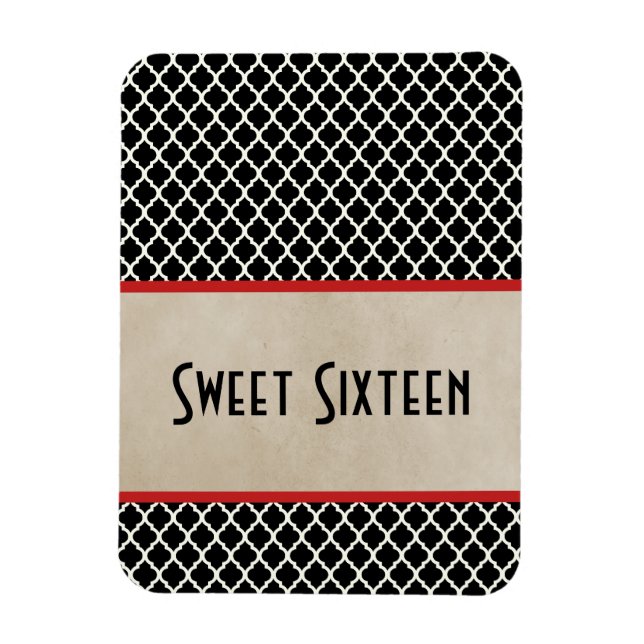 Imán Moda Quatrefoil Sweet 16 Magnet, Rojo (Vertical)