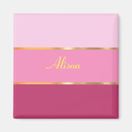 Imán moda rayas rosas oro Nombre