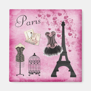 Imán Moda Rosa Negro París Moda Torre Eiffel