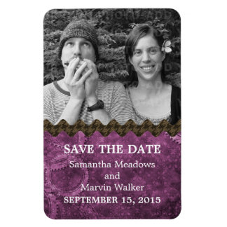 Imán Moda Steampunk Photo Save the Date Magnet, Purple