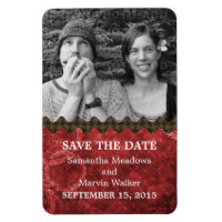 Moda Steampunk Photo Save the Date Magnet, rojo