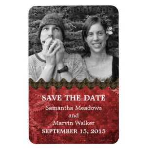 Imán Moda Steampunk Photo Save the Date Magnet, rojo